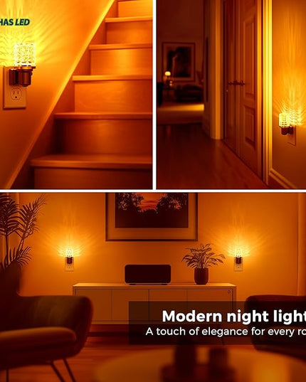 L LOHAS LED Night Light, 2 Pack Dimmable Night Lights Plug into Wall, Automatic Night Lights Plug in with Auto Light Sensor,Adjustable Brightness Amber LED Night Light, for Bedroom Hallway Home Decor