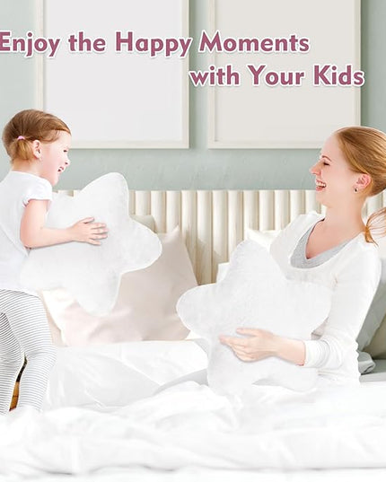 Small Star Throw Pillows for Bed, Decorative Throw Pillows for Couch Livingroom,15" White Pillows Aesthetic Cute Floor Pillow with Soft Plush for Sofa Bedroom Kids Xmas Gift (White)