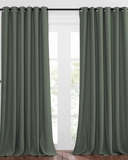 NICETOWN Bedroom Blackout Curtains 95 inch Length - Triple Weave Energy Saving Thermal Insulated Solid Grommet Blackout Draperies for Patio/Hall (1 Pair, 80 inches Wide, Dark Mallard)