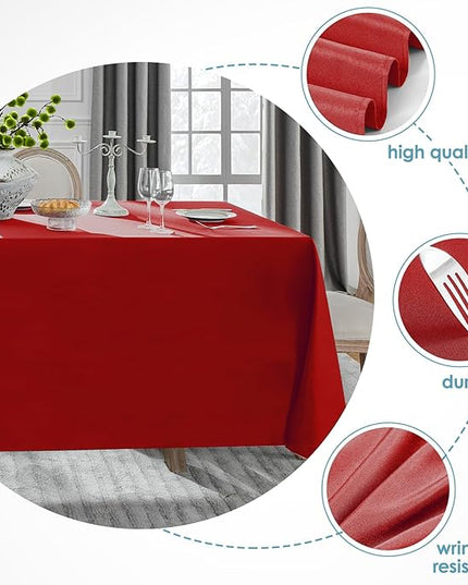 VidaFete Tablecloth 10 Pack 90 * 132inch Rectangle Table Cloth Polyester, Stain Wrinkle Resistant Polyester Dining Table Cover for Kitchen Dinning Party Wedding Rectangular Buffet Decoration(Red)