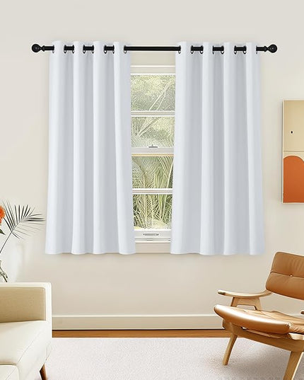 NICETOWN Greyish White Curtain for Bedroom, Room Darkening Solid Thermal Insulated Grommet Light Blocking Window Treatment for Nusery/Children Room, 1 Panel, W46 x L54