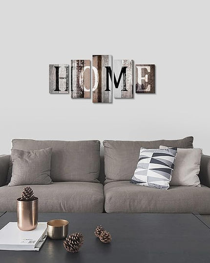 LUDUHU Home Canvas Print Wall Art - 5 Piece Sweet Home Signs, Black and White Quotes, Modern Family Wall Decor (G, Oversize 40x20inch)