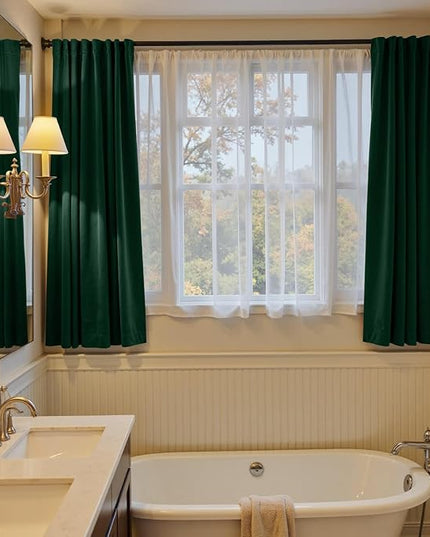 Lazzzy Velvet Blackout Curtains Thermal Insulated Room Window Drapes Super Soft Luxury Curtains for Living Room Bedroom Rod Pocket 2 Panels, Emerald Green, 52" W x 63" L
