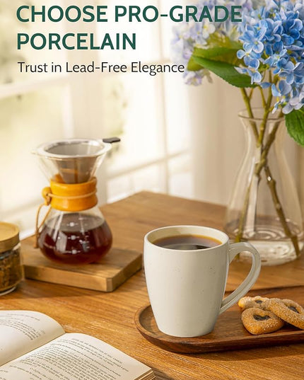 Sweese Porcelain Mugs - 16 Ounce (Top to the Rim) for Coffee, Tea, Cocoa, Set of 4, Neutral Colors