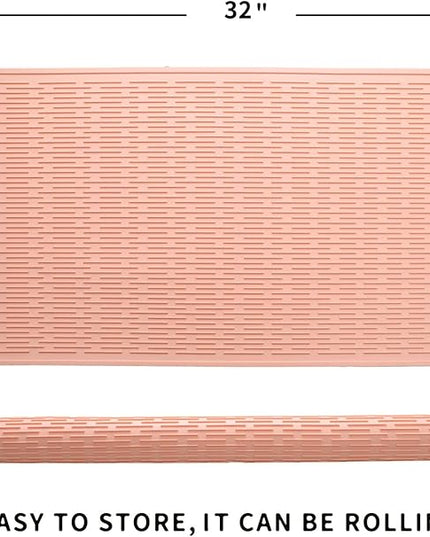 Silicone Dish Drying Mat for Multiple Usage,Easy clean,Eco-friendly,Heat-resistant Silicone Mat for Kitchen Counter or Sink,Refrigerator or Drawer Liner Pink 4XL 32 inches x 18 inches