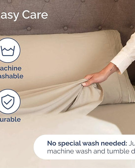 Queen Size 4 Piece Sheet Set - Comfy Breathable & Cooling Bed Sheets Set - Hotel Luxury Bedding for Women, Men, Kids, Teens, Boys & Girls - Deep Pockets, Ultra-Soft, Wrinkle Free - Oeko-Tex - Cream