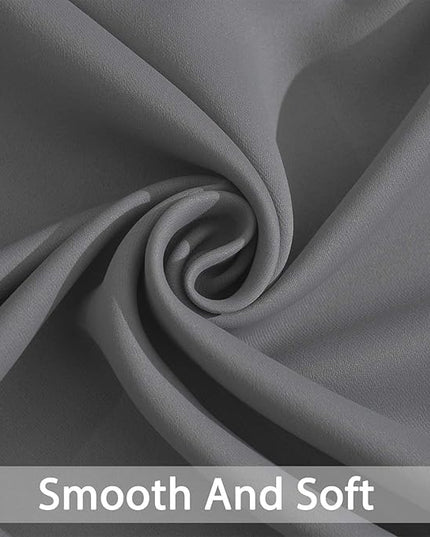 Yakamok Blackout Curtains Room Darkening Thermal Insulated Window Panels,Solid Grommet Top Drapes for Bedroom/Living Room(52Wx90L, Grey, 2 Panels)