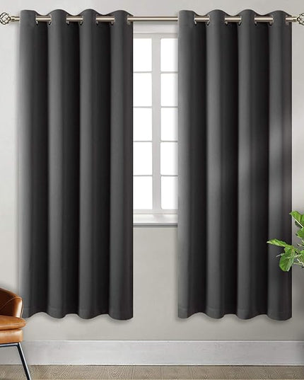 BGment Blackout Curtains for Bedroom - Grommet Thermal Insulated Room Darkening Curtains for Living Room, Set of 2 Panels, Each 46 x 72 Inch, Dark Grey