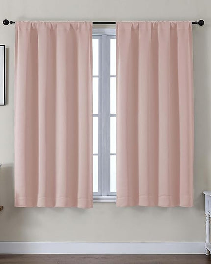 Gwine Blush Pink Blackout Curtains for Bedroom 54 Inches Long, Thermal Insulated Room Darkening Curtains for Living Room Each 40" Wx54 L, 2 Panels