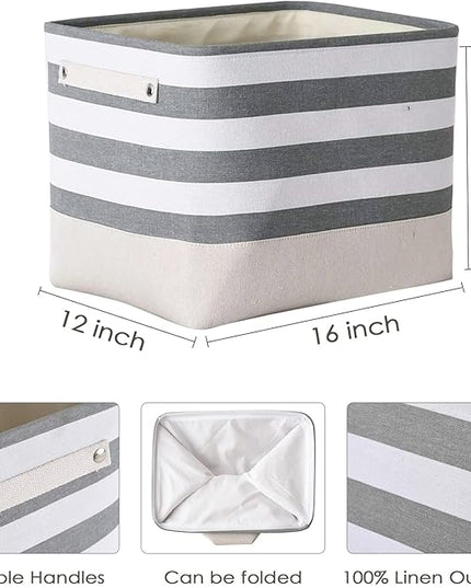 TheWarmHome Extra Large Cube Storage Bins Baskets for Organizing, Sturdy Fabric Storage Basket Cube W/Handles, Decorative Foldable Storage Baskets for Shelves Closet Nursery Toy (3 Pack 16×12×12inch)