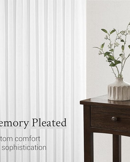 Topfinel Neutral White Linen Curtains 96 Inches Long for Living Room,Pinch Pleated with Heading Tape Hooks Light Filtering Semi Sheer Lightweight Curtains for Bedroom 96 Length 8ft Two Panels Set