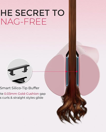 TYMO Airflow 2.0 Curling Iron Flat Iron - Hair Straightener and Curler 2 in 1, 1.25 Inch Curling Wand for Long Short Hair, Dual Voltage for Travel, 54 Million Ionic, Anti-Tangle, 5 Temps, Pink