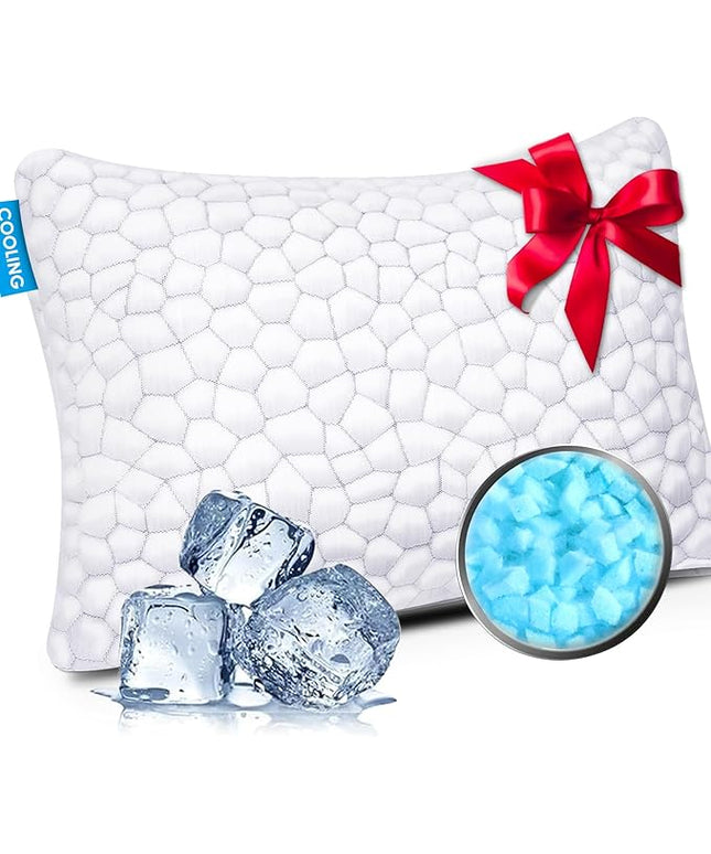 SUPA MODERN Cooling Bed Pillows for Sleeping 1 Pack Shredded Memory Foam Pillows Adjustable Cool Pillow for Side Back Stomach Sleepers Luxury Gel Pillows Standard Size, for Women Men