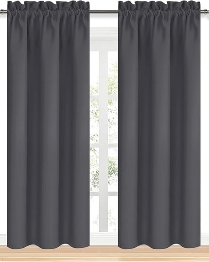 DWCN Blackout Curtains for Bedroom 84 inches Long 2 Panels Set, Solid Thermal Insulated Energy Saving Rod Pocket Window Treatment Curtains Blackout Drapes (W38 x L84 Inch, Dark Grey)