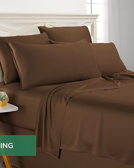 Pure Bamboo King Sheets, Genuine 100% Organic Viscose Derived from Bamboo Bed Sheet Set, Luxuriously Soft & Cooling, Double Stitching, 2 Year Quality Promise (King, Coconut Husk)