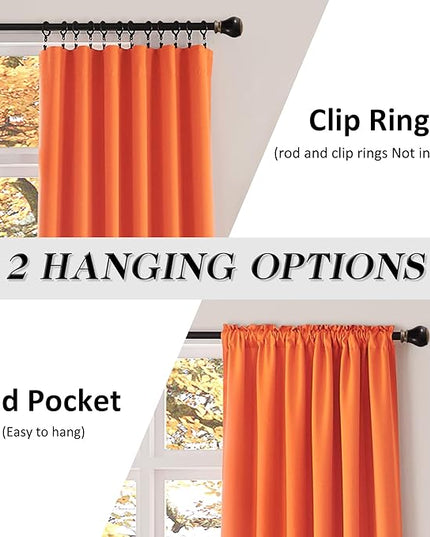 DONREN Extra 108 Inch Long Vibrant Orange Curtains for Villa Livingroom, Vibrant Orange Privacy and Thermal Insulated Blackout Drapes for Long Windows,W52 x L108,Set of 2 Panels