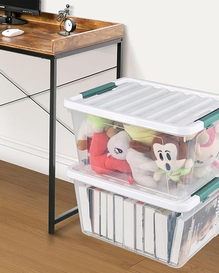 6 Pack 35 Quarts Large Storage Bin with Lid, Clear Plastic Latching Boxes
