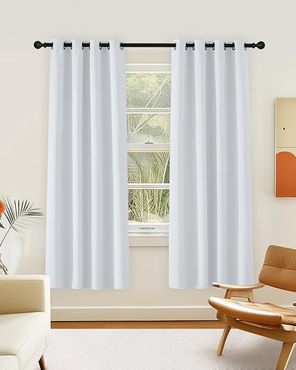 NICETOWN Greyish White Room Darkening 72 inch Curtain, Grommet Thermal Insulated Light Blocking Sound Reducing Window Treatment for Bedroom/Apartment, W46 x L72, 1 Panel