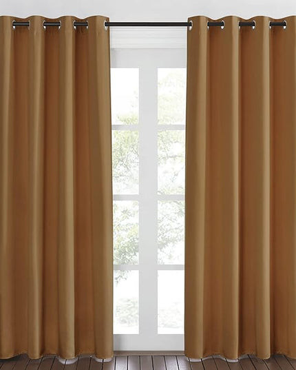 NICETOWN Gold Brown Curtain 84 inch Long - Grommet Blackout Thermal Insulated Room Darkening Sound Reducing Window Drapes for Living Room/Bedroom, 1 Panel, W52 x L84