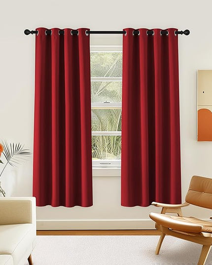 NICETOWN Room Darkening Curtain for Living Room - Energy Saving Thermal Insulated Grommet Room Darkening Curtain/Drape for Bedroom (1 Panel, 46 by 72, Burgundy Red)