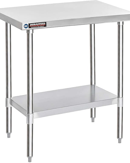 DuraSteel 30x36 Stainless Steel Work Table - NSF Commercial Prep Metal Table - Outdoor Pizza Oven Stand w/Under Shelf - Kitchen Island Laundry Utility Garage Microwave Stand Large Rolling Storage Cart