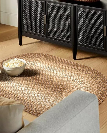 Tranquility TQ52 Natural 4' x 6' Oval - Braided Area Rug, Home Decor, Floor Mat or Bedroom Rug - Easy Care, Ideal for High Traffic Areas in Hallway and Living Room - Made in USA