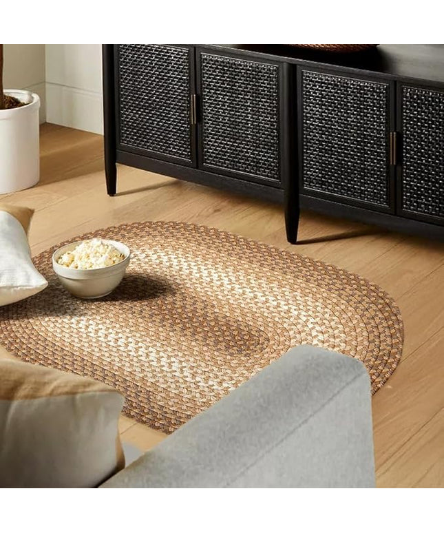 Tranquility TQ52 Natural 4' x 6' Oval - Braided Area Rug, Home Decor, Floor Mat or Bedroom Rug - Easy Care, Ideal for High Traffic Areas in Hallway and Living Room - Made in USA