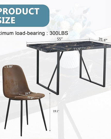 Dinner Table Set for 6,7 Piece Dining Table Set for 6,Modern 55'' Rectangle Dining Table and 6 Dining Chairs,Kitchen Table and Chairs for 6,Ideal for Kitchen Dining Room