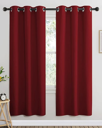 NICETOWN Burgundy Red Bedroom Curtains 72 inches Long, Grommet Blackout Thermal Insulated Window Treatment Room Darkening for Bedroom/Home Office, 2 Panels, W37 x L72