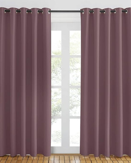 NICETOWN Blackout Dry Rose Curtain for Windows 84 inch Long - Thermal Insulated Solid Grommet Room Darkening Drape Sound Reducing for Bedroom/Living Room (1 Panel, W66 x L84)