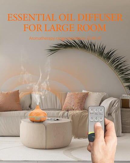 550 ML Aroma Diffiser with Essential Oils Set, Essential Oil Diffuser with Remote, Ultrasonic Technology Aromatherapy Diffusers Auto Shut-Off for Office, Home