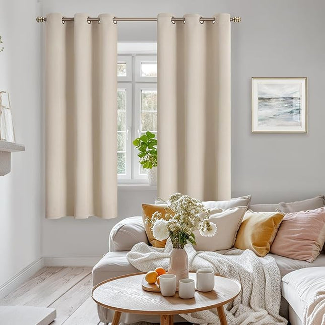 YoungsTex Champagne Blackout Curtains for Bedroom 63 Inches Length - Room Darkening Drapes with Grommet Thermal Insulated for Bathroom Living Room, 2 Panels, 42 x 63 Inch