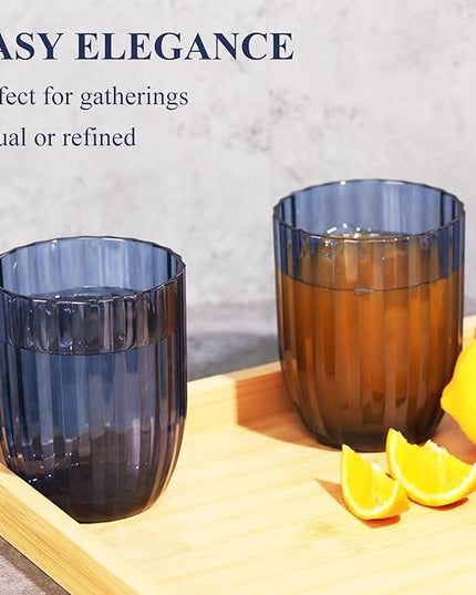 Acrylic Clear Highball Plastic Cups | Plastic Reusable Tumblers 15oz (Set of 6) | Stackable | BPA-free Tumblers | Shatterproof | Top-rack Dishwasher Safe