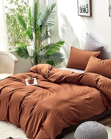 CLOTHKNOW Pumpkin Full Size Comforter Sets Brown Rust Bedding Comforter Sets Soft All Season Caramel Orange Terracotta Comforter with 2 x Pillow Cases