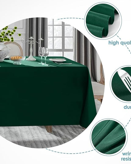 VidaFete Tablecloth 10 Pack 90 * 132inch Rectangle Table Cloth Polyester, Stain Wrinkle Resistant Polyester Dining Table Cover for Kitchen Dinning Party Wedding Rectangular Buffet Decoration(Green)
