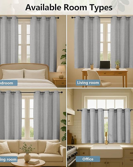 Chyhomenyc Light Grey Curtains 96 Inch Length 2 Panels, Light Filtering Faux Linen Textured Soft Airy Curtains for Living Room, Thick Farmhouse Grommet Bedroom Drapes, 50Wx96L Inch, 2PCS