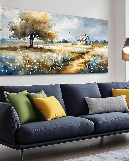 FUHAIHUA Canvas Wall Art For Bedroom Wall Decor For Living Room Modern Office Decorations Pastoral Wall Paintings Scenery Watercolour Pictures Artwork Farmhouse Home Decor Mural 20x40 In