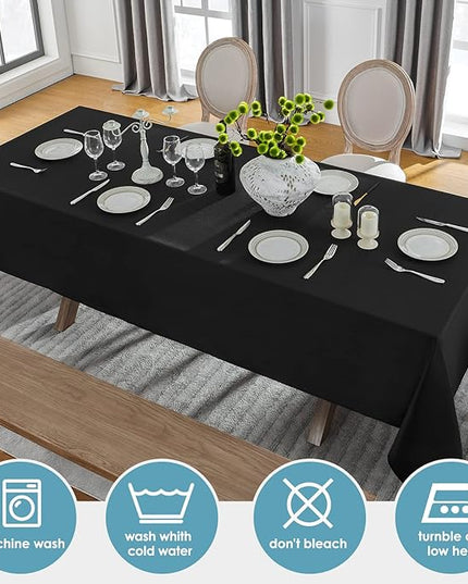 VidaFete Tablecloth 60 * 120inch 2pack Rectangle Table Cloth Polyester, Stain Wrinkle Resistant Dining Table Cover for Kitchen Dinning Party Wedding Rectangular Tabletop Buffet Decoration (Black)