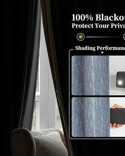MYSKY HOME Dusty Blue Blackout Curtains 102 inches Long Pinch Pleated Curtains for Living Room Bedroom 100% Room Darkening Black Out Window Drapes with Hooks Back Tab, 40" Wide per Panel, 2 Pieces