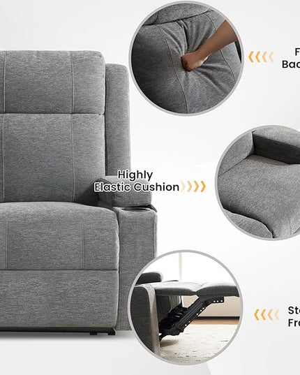 Manual Living Room Reclining Sofa Set, Comfy Chenille Loveseat Recliner Sofa & Deep Seat Reclining Couch, RV Wall Hugger Recliner Sofa Set for Living Room Furniture Sets(Gray)