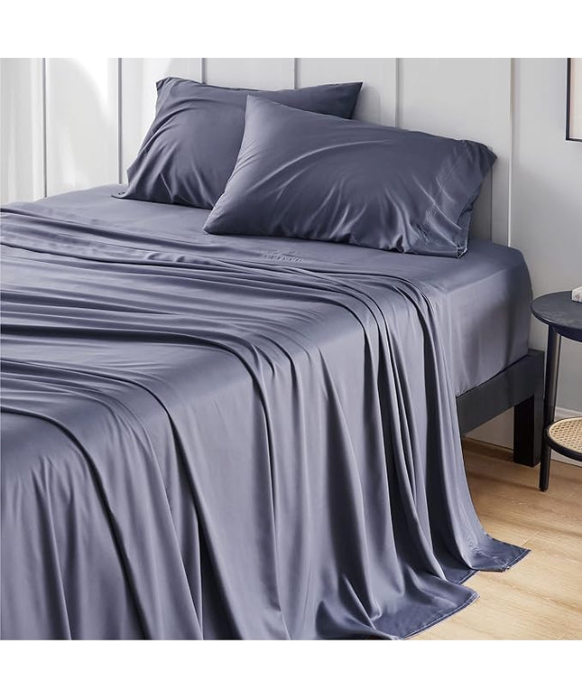 Bedsure Cooling Sheets for Full Size Bed, Viscose Derived from Bamboo, Deep Pocket up to 16", Breathable Soft Bed Sheets & Pillowcases, Dark Grey