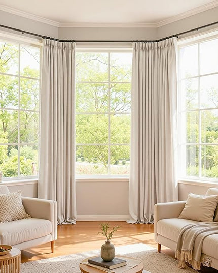MYSKY HOME Linen Pinch Pleated Blackout Curtains 100% Room Darkening for Living Room Bedroom Thermal Insulated Light Block Window Drapes 63 inches Long Width 40", 2 PCs