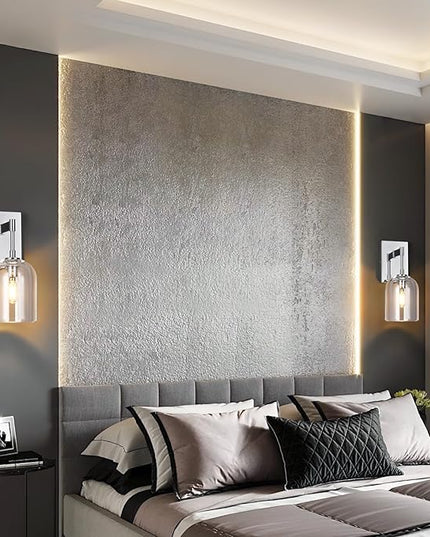 Modern Crystal Wall Sconces Set of Two Indoor Chrome Wall Lamp Vanity Wall Lighting for Bathroom Bedroom Living Room Stair（2Pack）