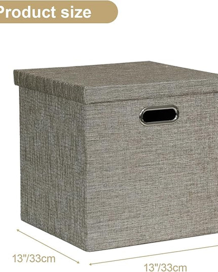 Posprica Storage Bins with Lids,13×13×13 Foldable Storage Cube Baskets Boxes Fabric Drawers for Closet Shelf Cabinet Bookcase,Set of 4,Coffee