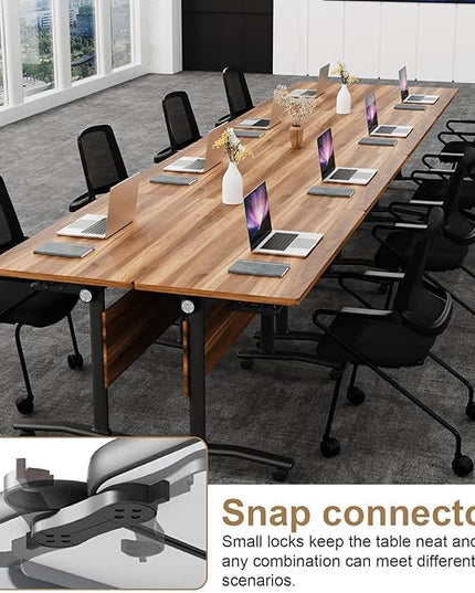 Conference Room Table with Flip-Top Design for Dynamic Meetings, Business Table Computer Desk with Heavy-Duty Frame,Foldable Seminar Meeting Tables for Home Office (4, C, 61IN)