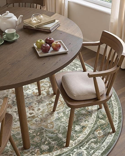 PADOOR-Vintage 6FT Round Rug-Rugs for Living Room-Soft Olive Green Circle Rug-Machine Washable Rugs for Bedroom-Non Slip Carpet-Rug for Dining Room Living Room Bedside Office