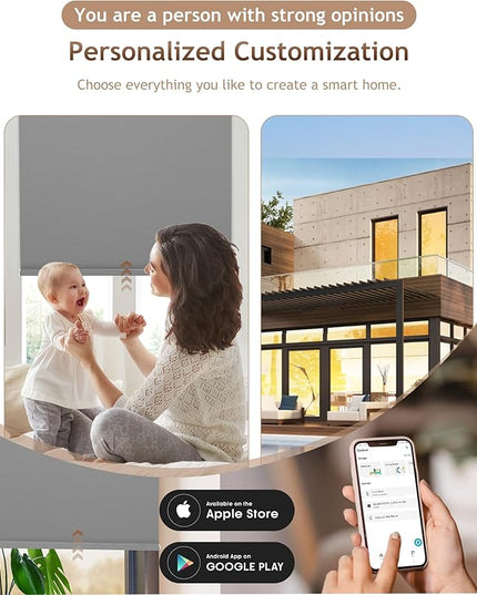 Kincmo Motorized Blinds with Remote,100% Blackout Motorized Roller Shades Work with Apple Homekit,Alexa,Google, Custom Electric Blinds with App,Voice Control (Vinyl Grey)