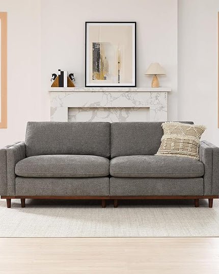 CHITA Super Large Luxury Loveseat Sectional Modular Sofa, Down Filled Modern Sofa, Deep Seat Comfty Cloud Couch, 83 inch Width, 2 Seat Couch, Solid Wood Leg, Grey
