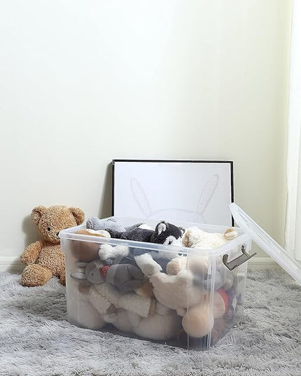 Citylife 58.1 QT Plastic Storage Bins with Latching Lids Stackable Storage Containers for Organizing Large Clear Storage Box for Garage, Closet, Kitchen, 4 Packs