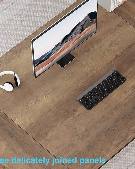 HSH Extra Large Home Office Desk, Rustic Wood and Metal Computer Desk for 2 People, 78 Inch Long Executive Writing Study Gaming Double Desk Workstation, Bedroom Living Room PC Table for 2 Monitors